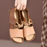 Designer Sommerschuhe Echte Gladiator Sandalen Weicher Strick Retro Klobige Klettschuhe KaffeeNeu/Braun